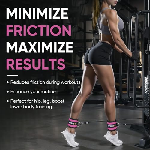 APEXUP Ankle Strap for Cable Machine, Ankle Resistance Bands, Cable Kick Back Ankle Straps for Gym, Glute Workouts, Leg Extensions, Adjustable Straps with Neoprene Padding - color: Rose Red, style: Pair