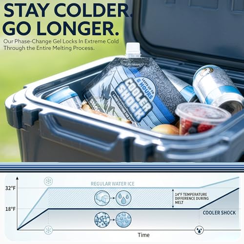 Cooler Shock Reusable Ice Packs for Cooler - Long Lasting Cold Freezer Packs for Coolers and Lunch Boxes - Cooler Ice Packs for Camping Gear, Fishing, Road Trips, Beach Must Haves - style: Small - 5pk
