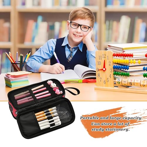 Fisyme Dogs French Bulldog Red Pencil Case Large Capacity Pen Box Makeup Pouch Holder Organizer Stationery Bag for School Office College Traval - color: Multicolor-Chinese Red