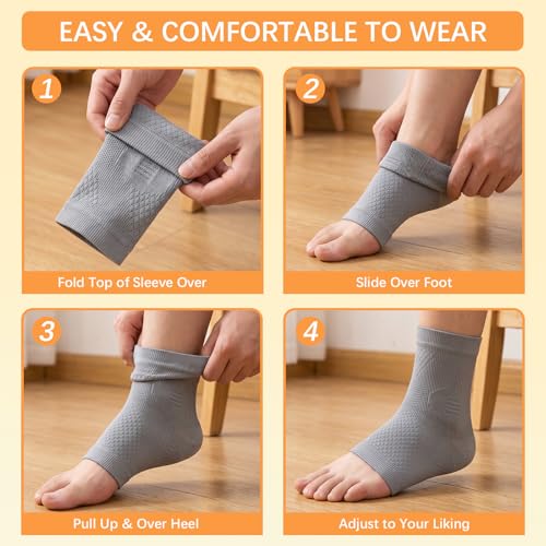 Breathable Knit Ankle Sleeve Wraps, Ankle Support Brace for Women & Men, Soft Lightweight Elastic Stabilizer for Running, Workout and Daily Activities (3 Pair/L/Black&Gray&Pink)