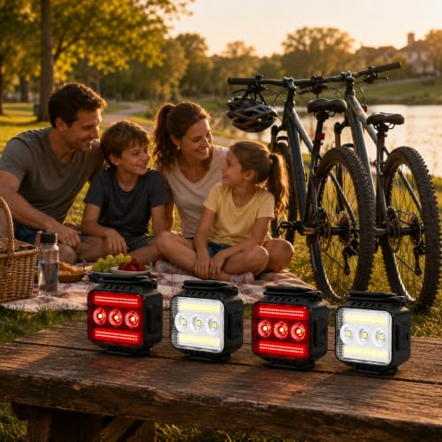 Bike Lights Front and Back Set for Night Riding,Rear Bicycle Light - color: Black, size: 4Pack