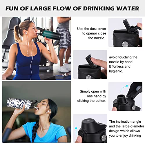 Straw Lid Sport Water Bottle Wide Mouth, Flex Straw Lid Compatible with Hydroflask 12 16 18 20 32 40 64 oz, Replacement Lids and Water Bottle Lid Accessories (White) - color: White