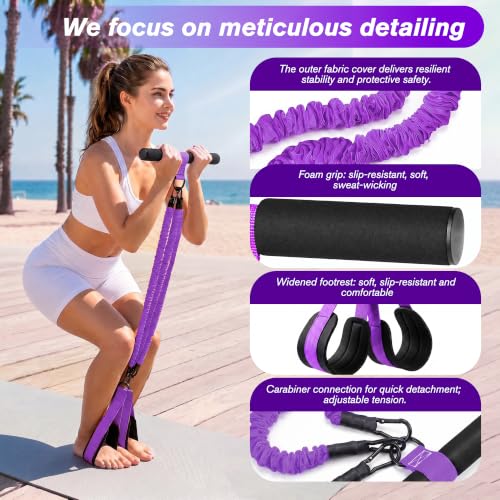 Resistance Bands with Handles,Pedal Resistance Band with Handle - color: 90lbs-Purple