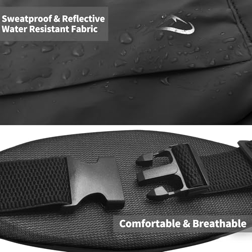 Running Fanny Pack Whole Bag Reflective, Running belt for Women &Men,Sweatproof Phone Holder Workout, Running Waist Pack(black) - color: black