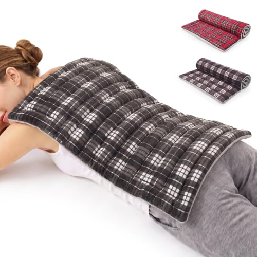 Extra Large Microwave Heating Pad for Back, 24.4 X 14.17 Tartan Grey - color: Heat Pad07 -Tartan Grey