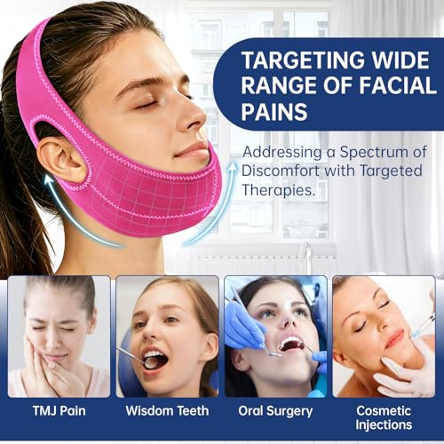 Wisdom Teeth Ice Pack Head Wrap Jaw Face Ice Pack with 4 Gel Packs - color: Hot Pink #2
