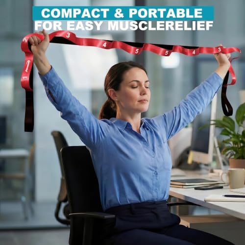 Acozycoo Stretching Strap with Loops for Physical Therapy,Knee,Leg Lifter - color: Red, size: Length: 86 Inch, Width: 1.5 Inch
