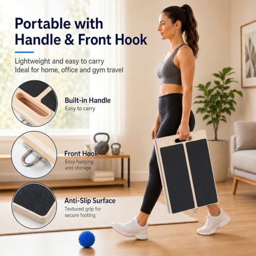 Thenshop Wooden Slant Board for Calf Stretching with 5 Adjustable Angles