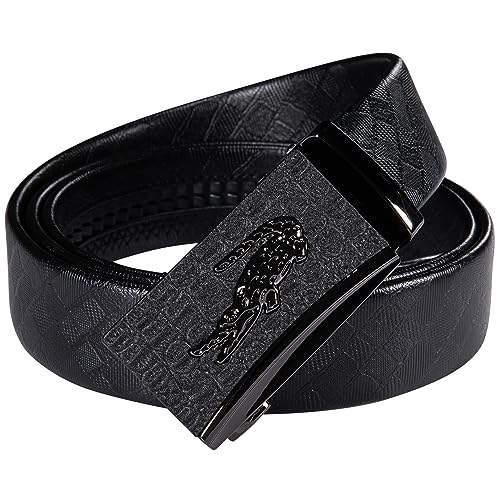 Dubulle Ratchet Belt for Men Leather Adjustable Designer Fashion Buckle - color: Night/Black, size: Adjustable Fit 35" to 45" Waist