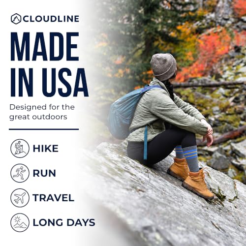 CloudLine - Merino Wool Graduated Compression Socks for Men and Women - Ultralight, Moisture Wicking, Made in USA - 1 Pair - color: Slate Blue, size: Large