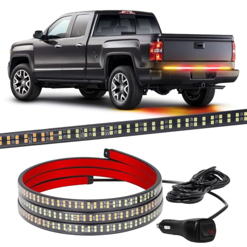 XRIDONSEN 60 inch Tailgate Strobe Lights Strip Red Amber Strobe Lights - color: Amber/Red