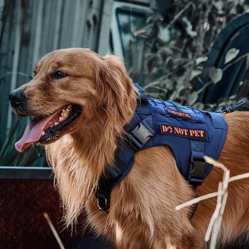 OneTigris Tactical Dog Harness with Handle No-Pull Adjustable for Small Dog - color: Blue, size: X-Small