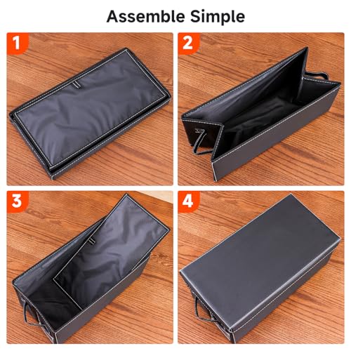 DVD Storage Box – Black Faux Leather DVD Case with Lid – DVD Shelf Organizer for 25 Standard DVD Cases – Foldable & Stackable Media Storage Solution-4Pack - size: DVD-4Pack