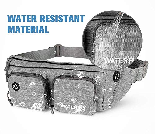 WATERFLY Fanny Pack Waist Bag: Travel Hip Pouch Bum Bag Plus Size Crossbody Fannie Pack Adjustable Belt Waistpack Phanny Fannypack for Man Woman Hiking Walking Jogging