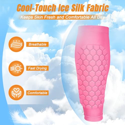 XZQTIVE Soccer Shin Guards Shin Defender for Kids Youth Adult, Ski Shin Guard Calf Compression Sleeve with Honeycomb Shin Pads - color: light pink, size: XX-Small