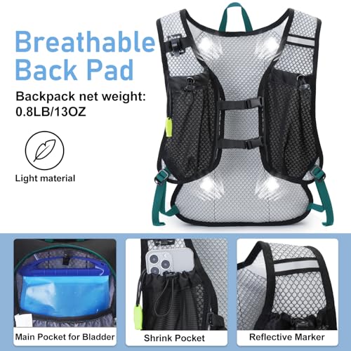 Lightweight Hydration Backpack, Running Backpack with 2L Water Bladder - color: 12L Green