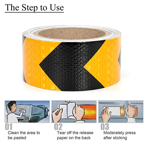 Reflective Tape, Waterproof Self Adhesive Dot Safety Reflector - color: Black Yellow, size: 2 Inch x 65 Feet