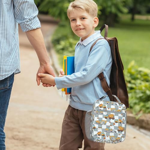 Clastyle Car Insulated Kid Lunch Bag for Boy Lunch Box, Engineer Excavator - color: Grey Excavator