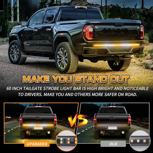 XRIDONSEN 60 inch Tailgate Lights Amber White Rear Strobe Lights - color: Amber/White