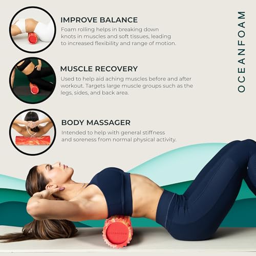 Oceanfoam Tidal Foam Roller for Exercise (Red, Gold & Natural Marbled) - color: Red, Gold & Natural Marbled