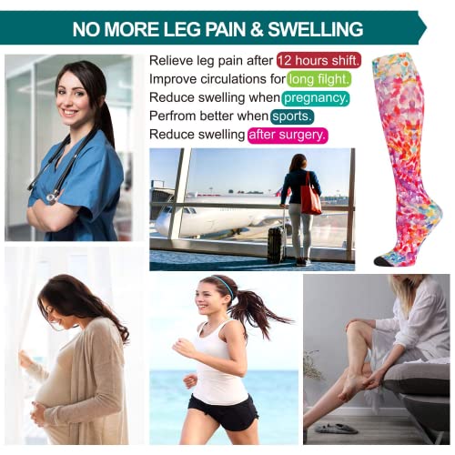 LEVSOX Compression Socks Women and Men, 20-30mmHg, Best for Nurses, Travel, Pregnancy - color: 3 Pairs Printing, size: X-Large