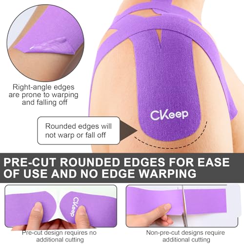CKeep Kinesiology Tape precut Strips, 40 Count Elastic k Tape, Purple - color: Purple, size: 2 Rolls