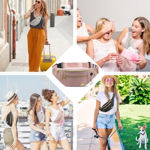 Entchin Water-Resistant Fanny Pack, 4-Zipper Belt Bag - color: Mini Pink