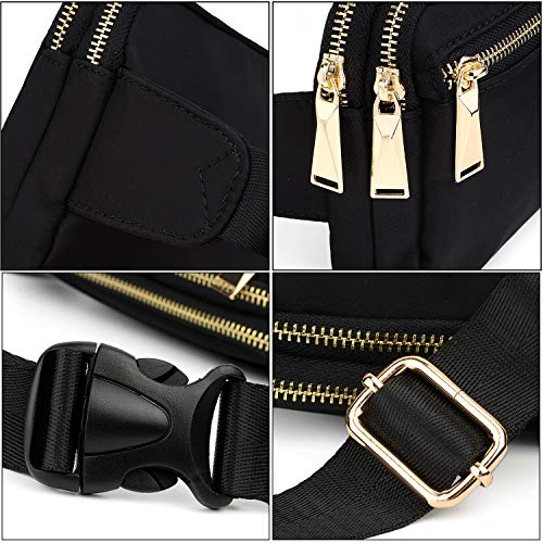 UTO Fanny Pack Crossbody Belt Purse Chest Waist Hip Travel Hiking Bumbag - color: 0917 Black