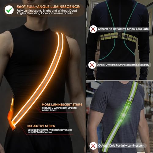 ChalkLit LED Reflective Night Running Gear High Visibility LED Flashing Sash - color: Orange