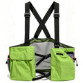 Lightweight Hiking Vest Bag, Multi‑Pocket Adjustable Running Chest Pack, Utility Outdoor Vest Pouch for Women, Men & Kids - color: Green
