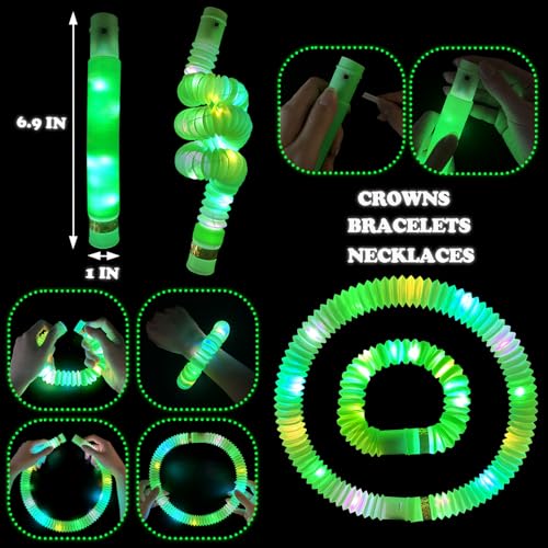 12-24 PCS Green Glow Sticks Halloween Party Favors Toys for Kids Adults - style: Green