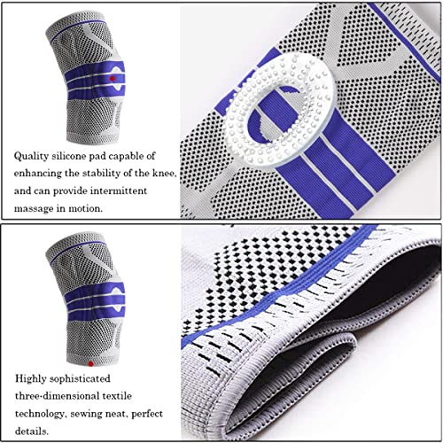 Knee Brace Compression Sleeve for Knee Pain Wraps Patella Stabilizer with Silicone Gel Spring Support, Hinged Kneepads Protector for Meniscus Tear Arthritis Men Women - size: Medium (Pack of 2)