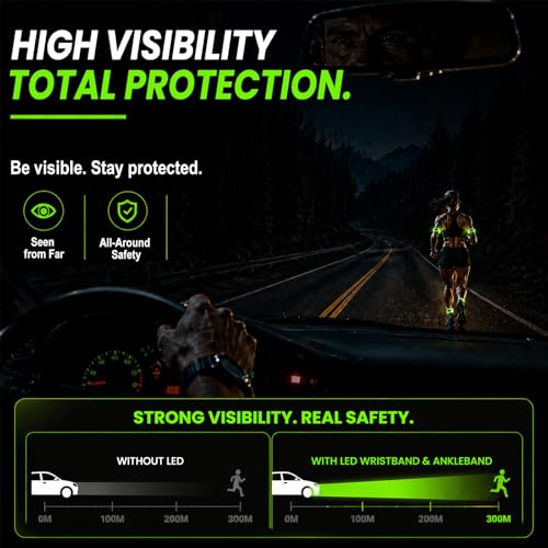 Rechargeable LED Armbands 2-8 Packs, High Visibility Running Gear - color: White x 2