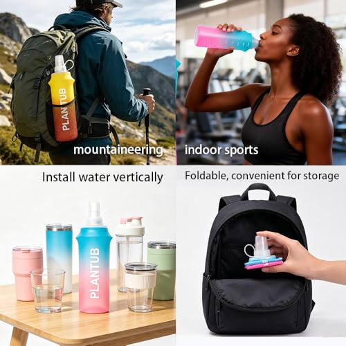 Soft Foldable Water Bottle, Gradient Blue and Pink - color: yellow blue