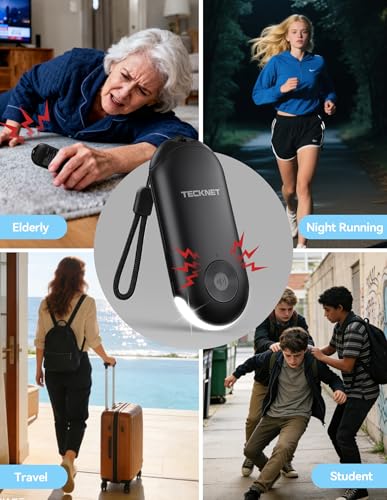 TECKNET Personal Safety Alarm, Rechargeable Personal Alarms for Women, 130dB Self Defense Keychain Alarm with Extra Loud Siren & Strobe Light , Gift for Women, College Girls, Teenagers, Seniors(Black) - color: Jet Black