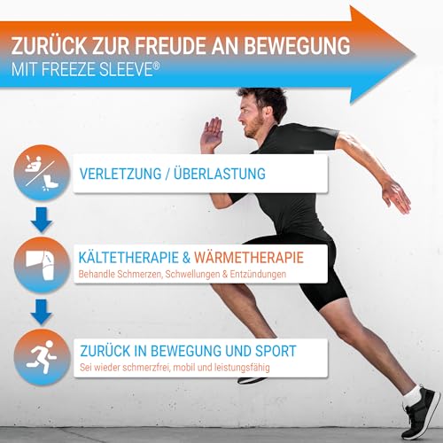 FreezeSleeve Ice & Heat Therapy Compression Sleeve- Reusable, Flexible Gel Hot/Cold Pack, 360 Coverage for Knee, Elbow, Ankle, Wrist- Black, X-Small