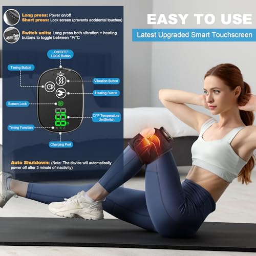 Misawce Electric Heated Knee Massager, 3-in-1 Cordless Knee Brace with Heat and Massage for Knee Elbow Shoulder Wrap with 3 Vibration & Heating Modes