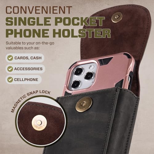 Leather Cell Phone Holster for Belt, Phone Pouch Belt Holder fits for iPhone 17 Pro Max 16 Pro Max 15 Pro Max 14 Pro Max 13 Pro Max Samsung Galaxy S25 Edge S24 Ultra Case with Belt Clip (Grey) - color: Grey