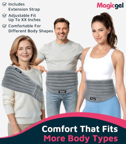 Magic Gel Microwave Heating Pad for Back Pain Relief, Clay Moist Heat Wrap with Adjustable Strap, Reusable Hot Therapy Pack for Lower Back, Period Cramps, Neck, Shoulder & Muscle Tension, Gray