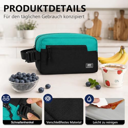 MIER Small Freezable Snack Bags Frozen Mini Cooler with 2 Gel Packs, Teal - color: Teal