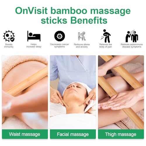 Bamboo Massage Sticks Set -SPA Therapy Tool, Fine Bamboo Sticks for Facial Massage,Thick bamboos Sticks for Guasha Massage and Relaxing Muscles