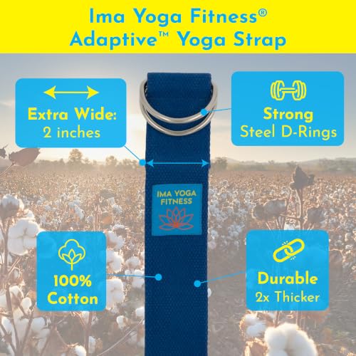 Extra-Wide 2 Inch Cotton Yoga Strap: Stretching, Physical Therapy, Exercise - color: Navy, size: 10 feet