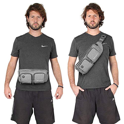 WATERFLY Fanny Pack Waist Bag: Travel Hip Pouch Bum Bag Plus Size Crossbody Fannie Pack Adjustable Belt Waistpack Phanny Fannypack for Man Woman Hiking Walking Jogging