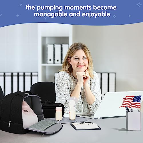 Derbiedersinn Breast Pump Bag, Compatible with Spectra Pumps, Insulated Carrying Case with Cooler for Milk Storage, Travel, Work, Daycare， Black - color: Black
