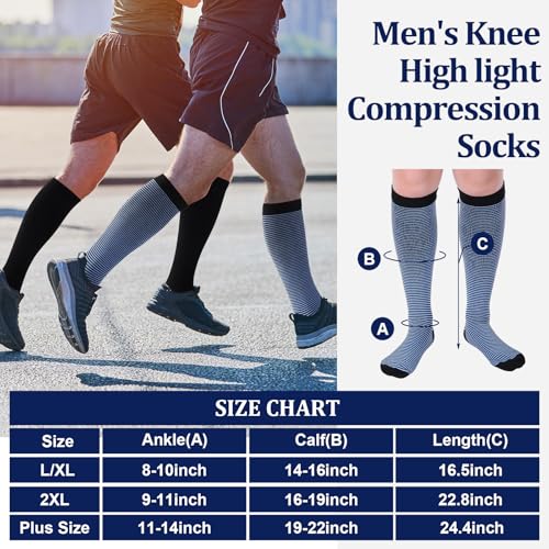 Shyyween 12 Pairs Men Knee High Compression Socks - size: XX-Large, style: Minimalist