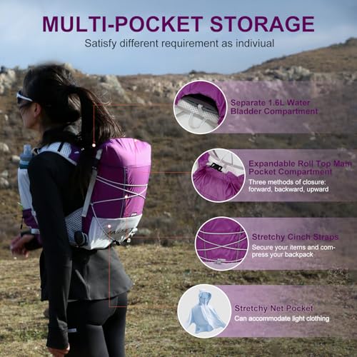 IX INOXTO Running Vest Hydration Backpack, Lightweight Running Backpack - color: Purple