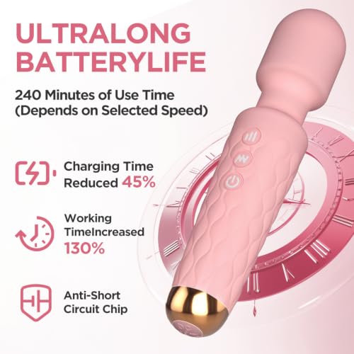 Personal Massager - 4H Max Runtime & Ultra-Quiet - Waterproof - 20 Modes 8 Speeds for Deep Tissue Back Massage, Post-Workout Recovery and Neck Muscle Relaxation(Pink) - color: Pink