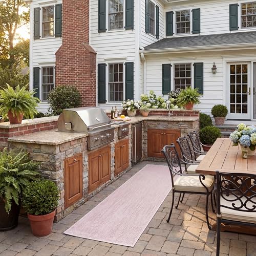 SAFAVIEH Courtyard Outdoor Runner Rug 2'3"x8', Soft Pink CY8520-56222 - color: Soft Pink, size: 2'3" x 8' (Runner)