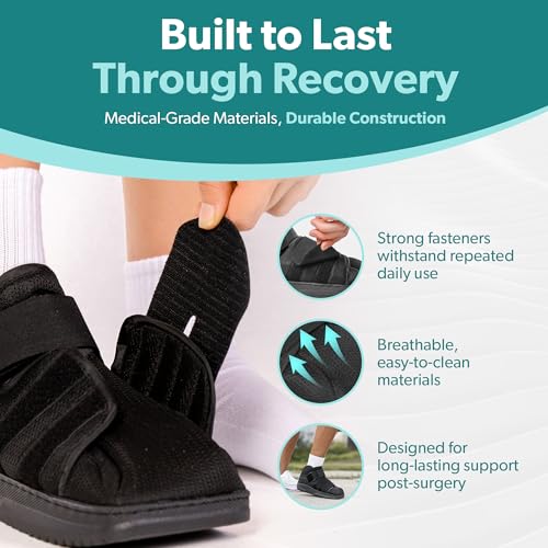BraceAbility Closed Toe Medical Walking Shoe - Lightweight Broken Toe Cast Boot, Fractured Foot Brace for Metatarsal Stress Fracture, Post-op Bunion, Hammertoe Surgery Recovery - For Men or Women (S) - size: Small (Women's 5-7 / Men's up to 6)