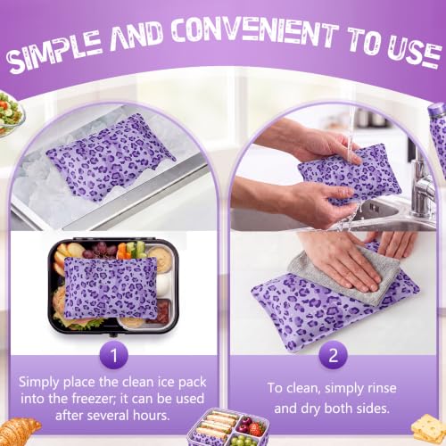 VIHOSE 2 Pcs Ice Packs for Lunch Box Bag - color: Purple, style: Leopard Print